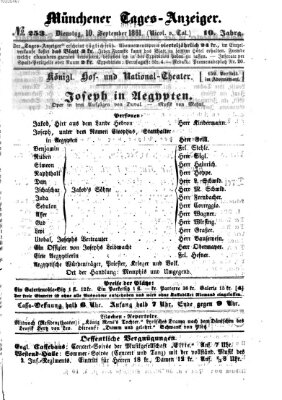 Münchener Tages-Anzeiger Dienstag 10. September 1861