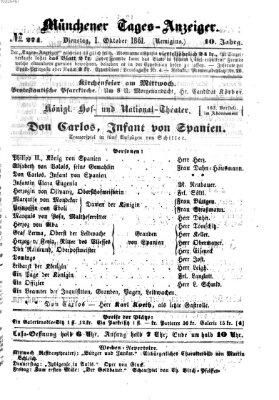 Münchener Tages-Anzeiger Dienstag 1. Oktober 1861