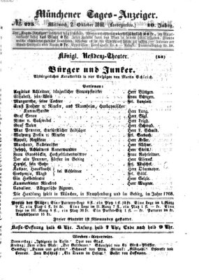 Münchener Tages-Anzeiger Mittwoch 2. Oktober 1861