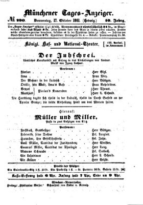 Münchener Tages-Anzeiger Donnerstag 17. Oktober 1861