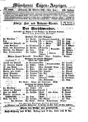 Münchener Tages-Anzeiger Mittwoch 23. Oktober 1861