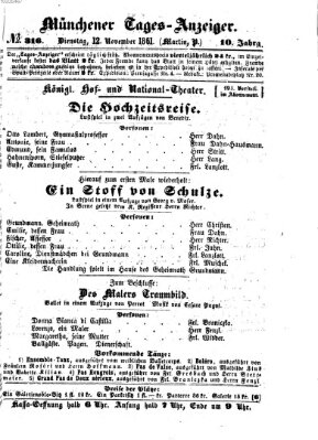 Münchener Tages-Anzeiger Dienstag 12. November 1861