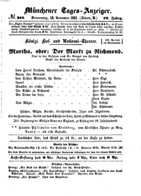 Münchener Tages-Anzeiger Donnerstag 14. November 1861