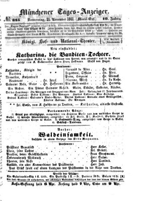 Münchener Tages-Anzeiger Donnerstag 21. November 1861