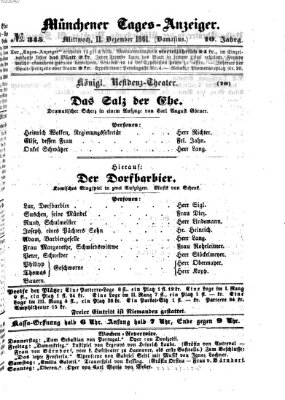 Münchener Tages-Anzeiger Mittwoch 11. Dezember 1861