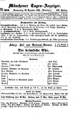 Münchener Tages-Anzeiger Donnerstag 19. Dezember 1861