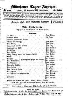 Münchener Tages-Anzeiger Freitag 20. Dezember 1861