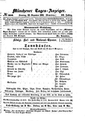 Münchener Tages-Anzeiger Sonntag 22. Dezember 1861