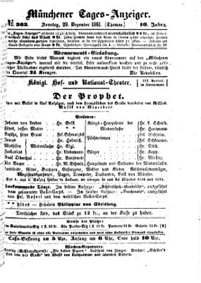 Münchener Tages-Anzeiger Sonntag 29. Dezember 1861