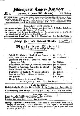 Münchener Tages-Anzeiger Mittwoch 8. Januar 1862