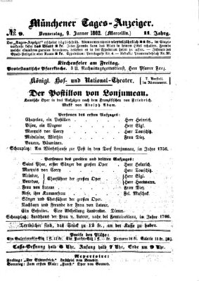 Münchener Tages-Anzeiger Donnerstag 9. Januar 1862