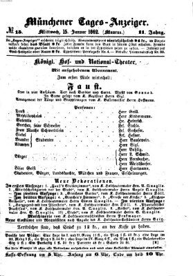 Münchener Tages-Anzeiger Mittwoch 15. Januar 1862