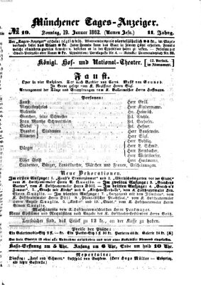 Münchener Tages-Anzeiger Sonntag 19. Januar 1862