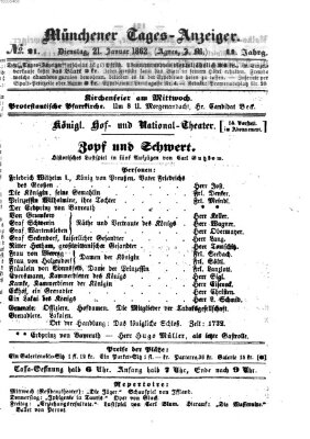 Münchener Tages-Anzeiger Dienstag 21. Januar 1862