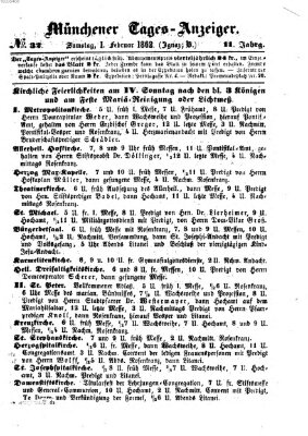 Münchener Tages-Anzeiger Samstag 1. Februar 1862