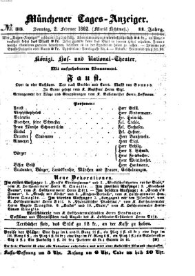 Münchener Tages-Anzeiger Sonntag 2. Februar 1862