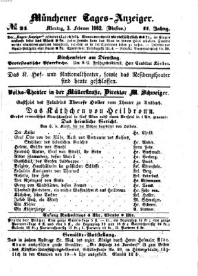 Münchener Tages-Anzeiger Montag 3. Februar 1862