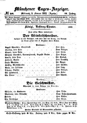 Münchener Tages-Anzeiger Mittwoch 5. Februar 1862