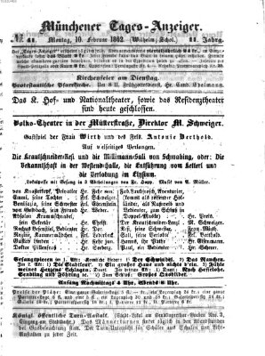 Münchener Tages-Anzeiger Montag 10. Februar 1862