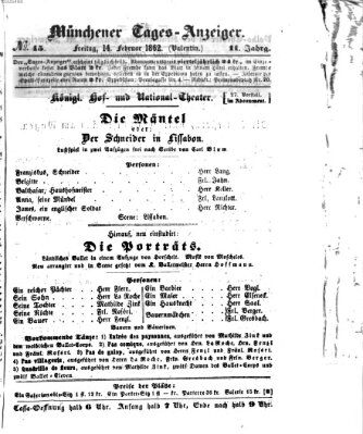 Münchener Tages-Anzeiger Freitag 14. Februar 1862