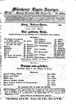 Münchener Tages-Anzeiger Mittwoch 26. Februar 1862