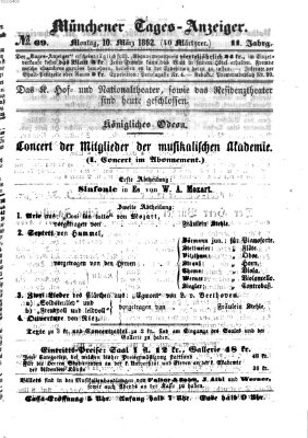 Münchener Tages-Anzeiger Montag 10. März 1862