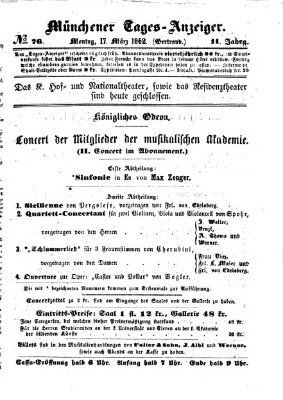 Münchener Tages-Anzeiger Montag 17. März 1862