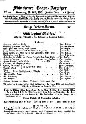 Münchener Tages-Anzeiger Donnerstag 20. März 1862