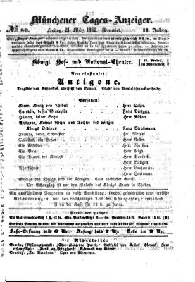 Münchener Tages-Anzeiger Freitag 21. März 1862