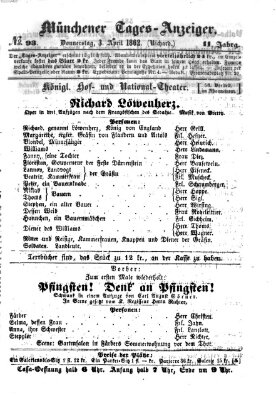 Münchener Tages-Anzeiger Donnerstag 3. April 1862