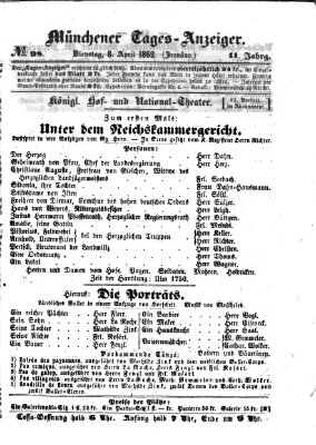 Münchener Tages-Anzeiger Dienstag 8. April 1862