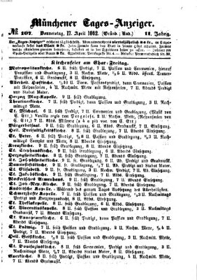 Münchener Tages-Anzeiger Donnerstag 17. April 1862