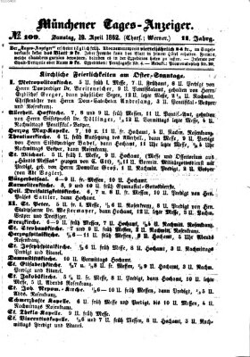 Münchener Tages-Anzeiger Samstag 19. April 1862