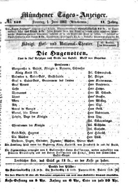 Münchener Tages-Anzeiger Sonntag 1. Juni 1862