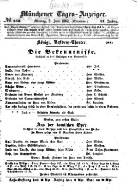 Münchener Tages-Anzeiger Montag 2. Juni 1862