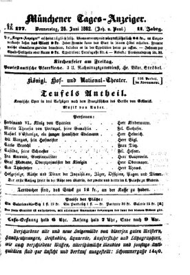 Münchener Tages-Anzeiger Donnerstag 26. Juni 1862