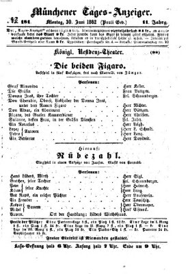 Münchener Tages-Anzeiger Montag 30. Juni 1862