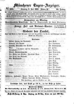 Münchener Tages-Anzeiger Sonntag 6. Juli 1862