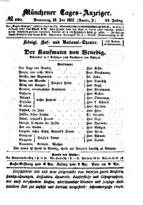 Münchener Tages-Anzeiger Donnerstag 10. Juli 1862