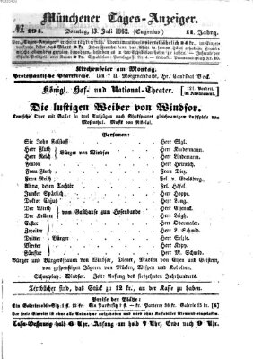 Münchener Tages-Anzeiger Sonntag 13. Juli 1862