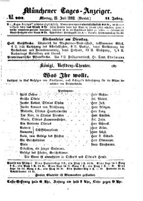 Münchener Tages-Anzeiger Montag 21. Juli 1862