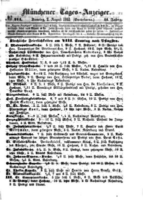 Münchener Tages-Anzeiger Samstag 2. August 1862