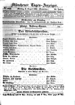 Münchener Tages-Anzeiger Montag 4. August 1862