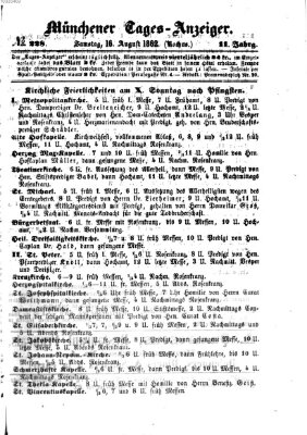 Münchener Tages-Anzeiger Samstag 16. August 1862