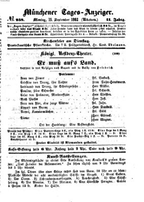 Münchener Tages-Anzeiger Montag 15. September 1862