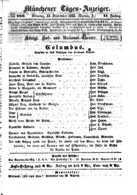 Münchener Tages-Anzeiger Dienstag 23. September 1862