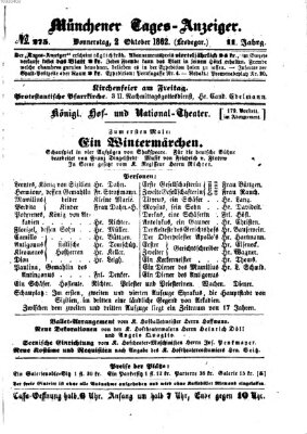 Münchener Tages-Anzeiger Donnerstag 2. Oktober 1862