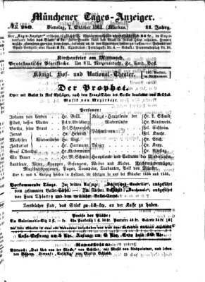 Münchener Tages-Anzeiger Dienstag 7. Oktober 1862