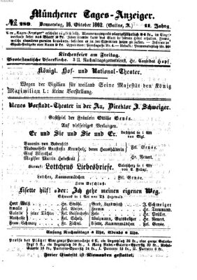 Münchener Tages-Anzeiger Donnerstag 16. Oktober 1862