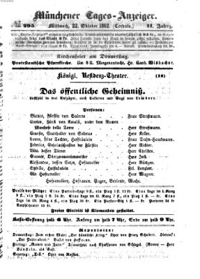 Münchener Tages-Anzeiger Mittwoch 22. Oktober 1862